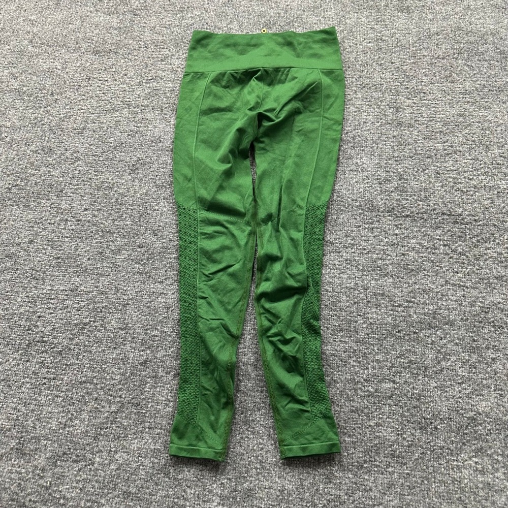 Fabletics Leggings Womens Size XS Green Seamless Mesh High Waisted Athletic Yoga